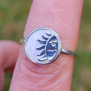 Inca Rising Silver Sun Face Silver Ring Size 7